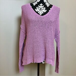 PINK LILY Can You Imagine V-Neck Sweater Long Sleeve Top Lavender Size Small